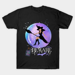 Black cat Magic Witch Tarot cards Beware potion witchy Witchcraft astrology Halloween T-Shirt